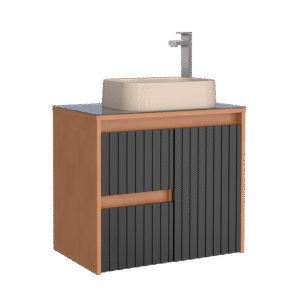 Gabinete para Banheiro de Madeira Kyoto 60cm Preto Cozimax (COD 23887)