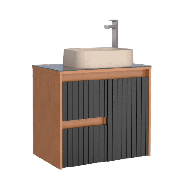 Gabinete para Banheiro de Madeira Kyoto 60cm Preto Cozimax (COD 23887)